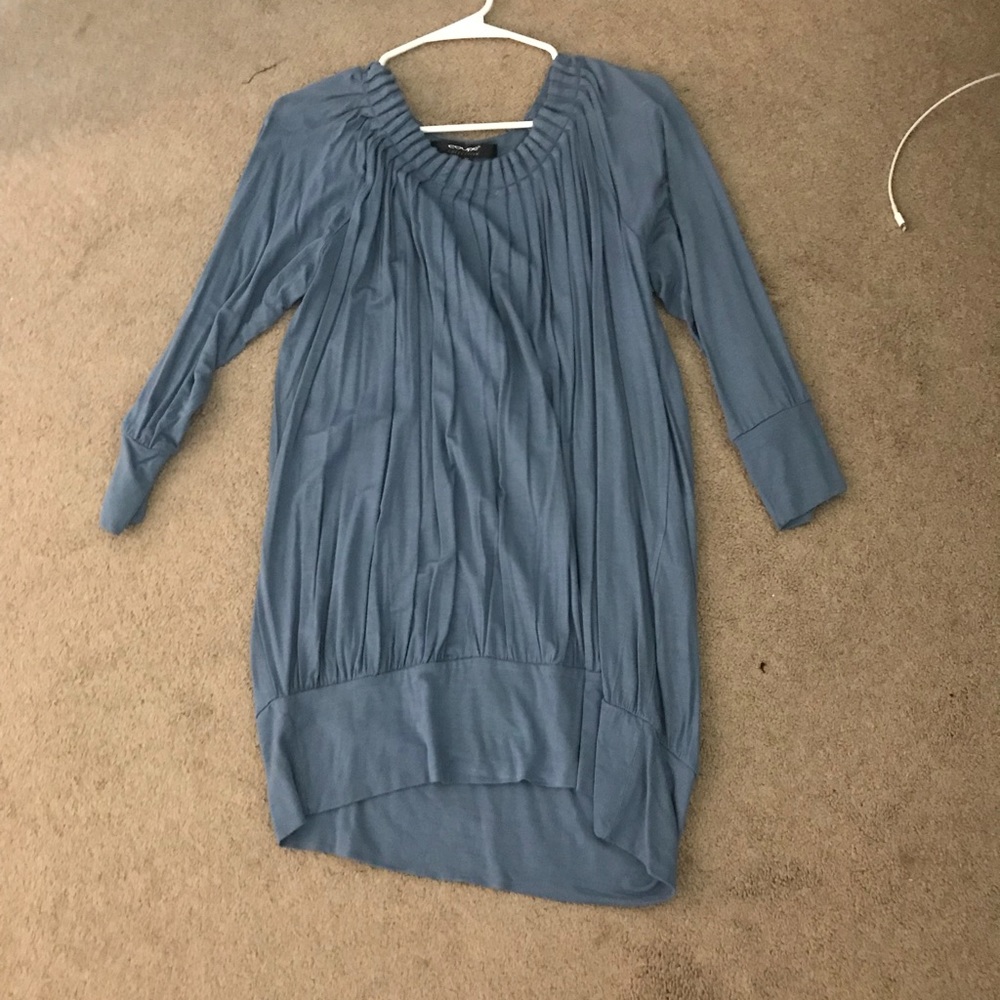 Light blue dressy knit blouse